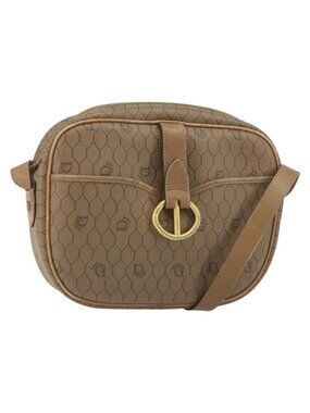 Authentic Christian Dior Honeycomb Canvas Shoulder Bag PVC Beige Gold